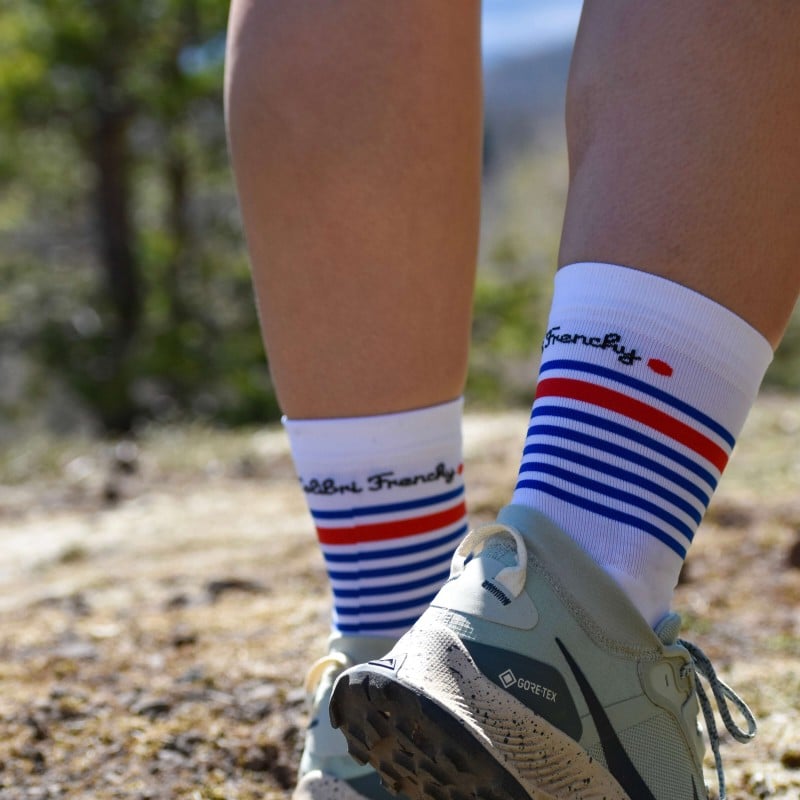 Chaussettes de Sport pour Homme à Rayures Blanc, Marine et Vert Sapin -  Pied de Biche